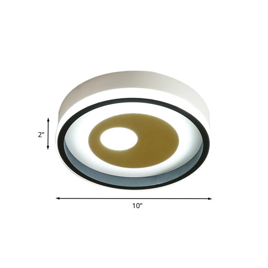 Modern LED Hallway Flush Ceiling Lamp with Acrylic Shade - Black and White