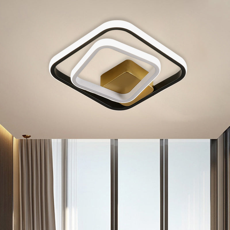 Minimalist LED Acrylic Flush Mount Ceiling Light Fixture - White/Black Round/Square Ring Flushmount