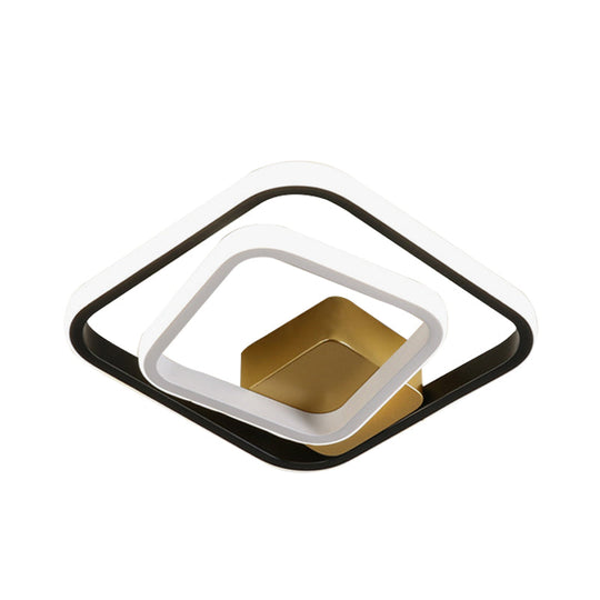 Minimalist LED Acrylic Flush Mount Ceiling Light Fixture - White/Black Round/Square Ring Flushmount