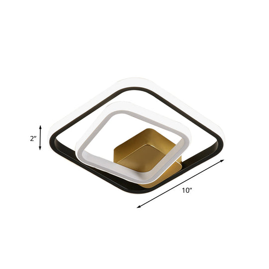 Minimalist LED Acrylic Flush Mount Ceiling Light Fixture - White/Black Round/Square Ring Flushmount