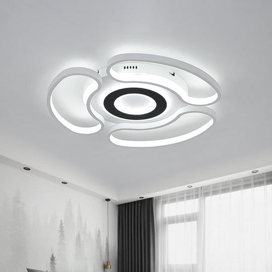 Modern LED Flush Mount Ceiling Light in White for Bedroom with Warm/White Light and Acrylic Arc-Loop Design