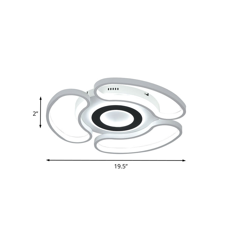 Modern LED Flush Mount Ceiling Light in White for Bedroom with Warm/White Light and Acrylic Arc-Loop Design