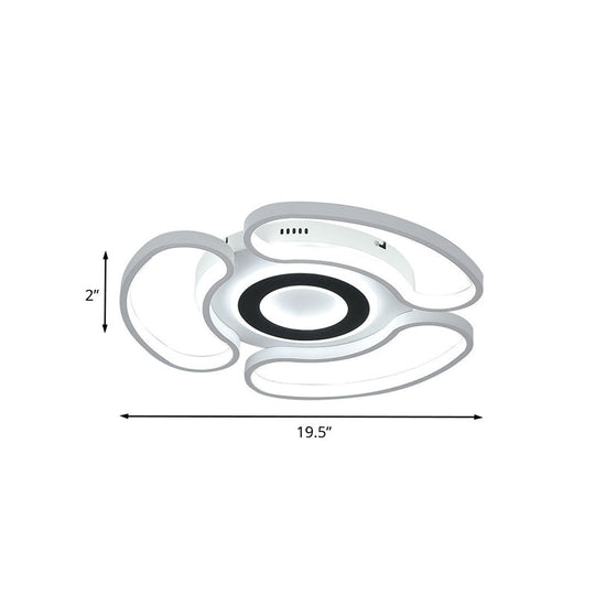 Modern Led Flush Mount Ceiling Light In White For Bedroom With Warm/White And Acrylic Arc-Loop