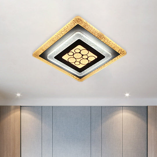 Modern LED White-Black Rhombus Flushmount Light with Crackle Design - Acrylic Ceiling Flush
