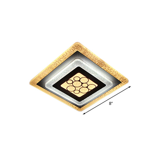 Modern LED White-Black Rhombus Flushmount Light with Crackle Design - Acrylic Ceiling Flush