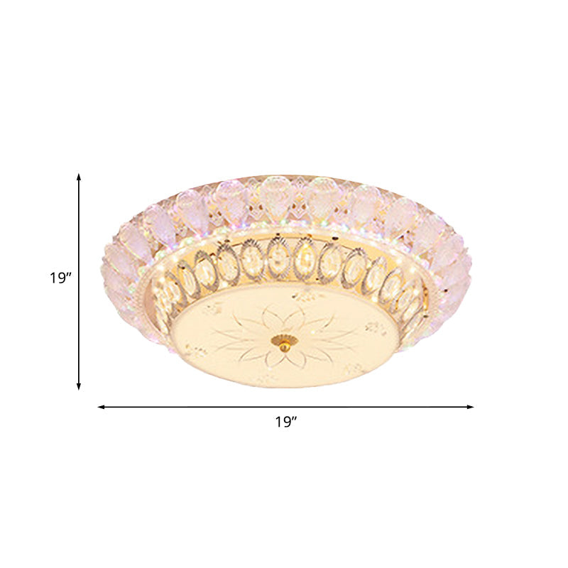 Plafonnier encastré à LED avec cristaux intégrés en or - Design de bol classique