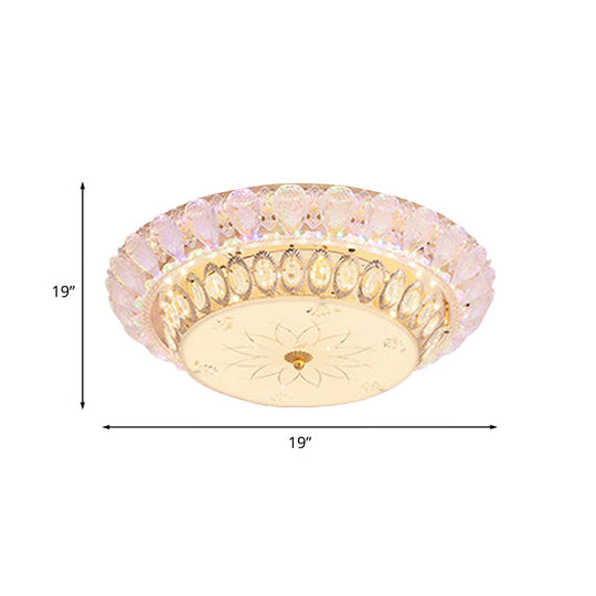 Plafonnier encastré à LED avec cristaux intégrés en or - Design de bol classique