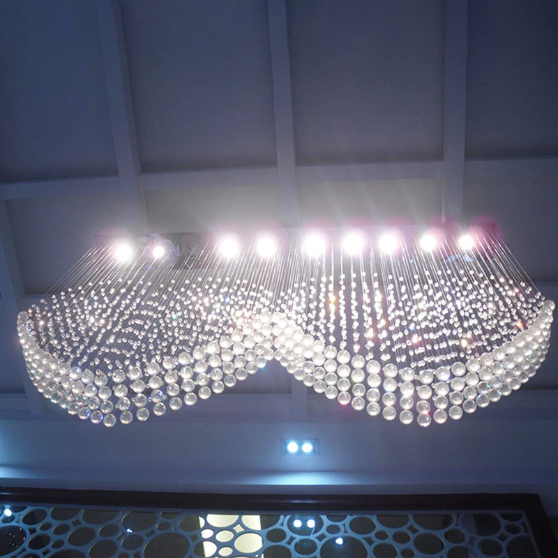 Double Heart Crystal Chandelier - Modern Satin Nickel Flush Mount With 5 Lights