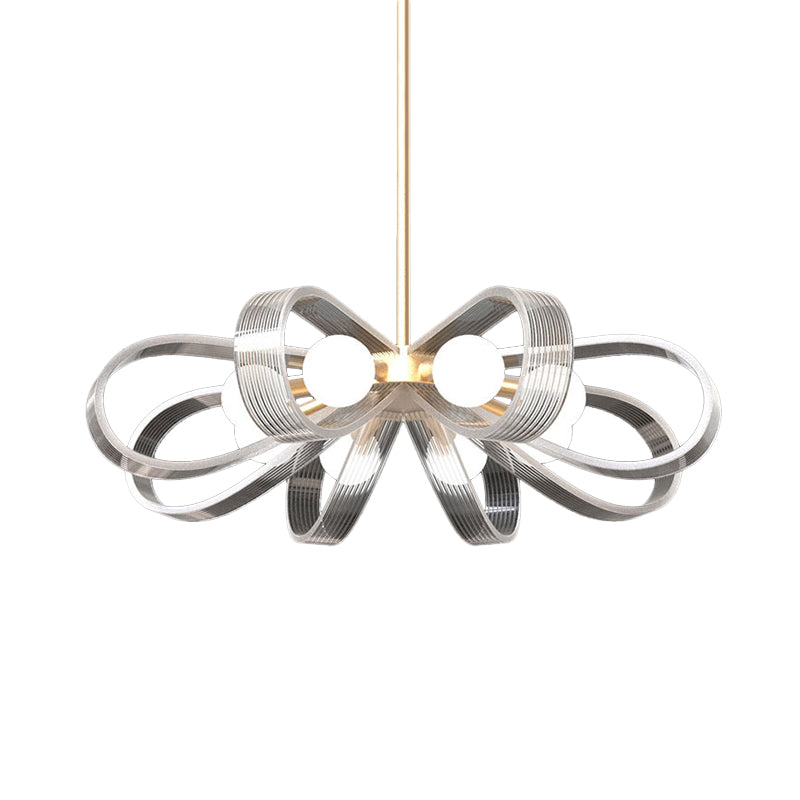 Lustre à fleurs blanc contemporain avec 8 têtes en acrylique - Luminaire suspendu au plafond élégant