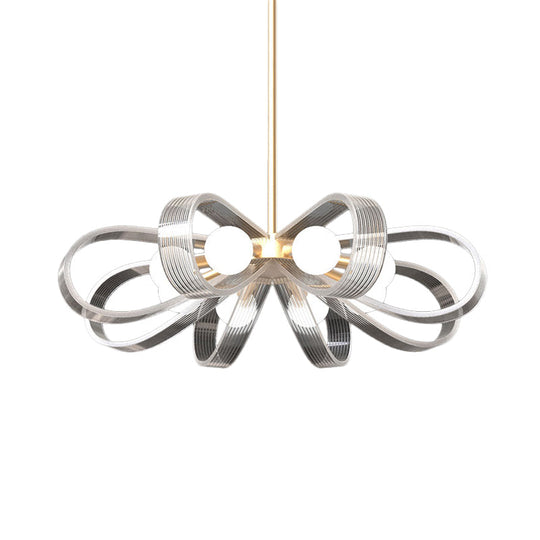 Lustre à fleurs blanc contemporain avec 8 têtes en acrylique - Luminaire suspendu au plafond élégant