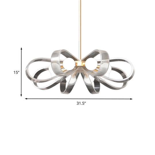Lustre à fleurs blanc contemporain avec 8 têtes en acrylique - Luminaire suspendu au plafond élégant