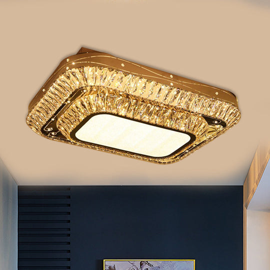 Modern Chrome LED Flushmount Light with Crystal 2 Tiers: Perfect for Sitting Rooms