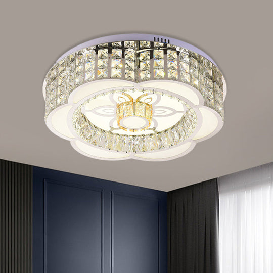 LED Crystal Flush Mount Ceiling Light in Chrome, Modern Flower Design, 23.5"/31.5" Wide