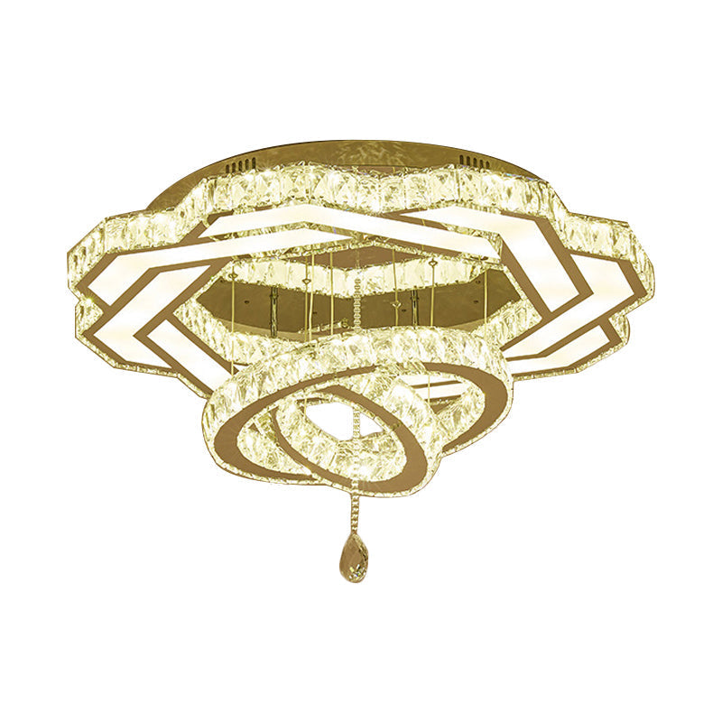 Plafonnier LED contemporain en cristal - Finition chrome poli