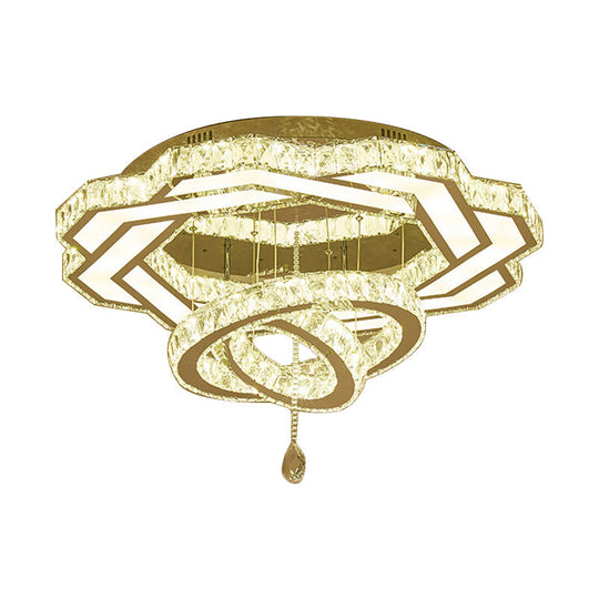 Plafonnier LED contemporain en cristal - Finition chrome poli