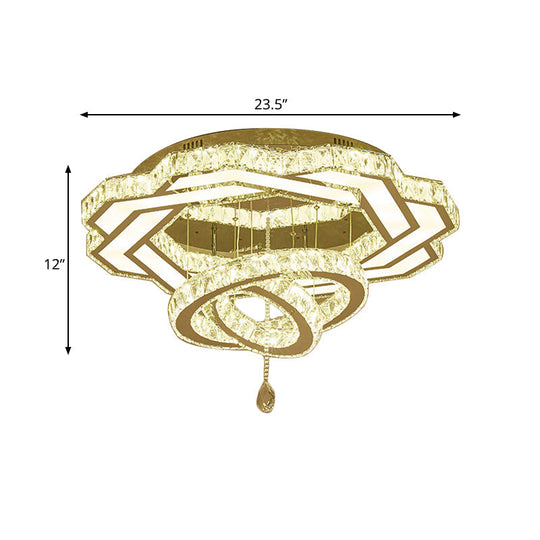 Plafonnier LED contemporain en cristal - Finition chrome poli