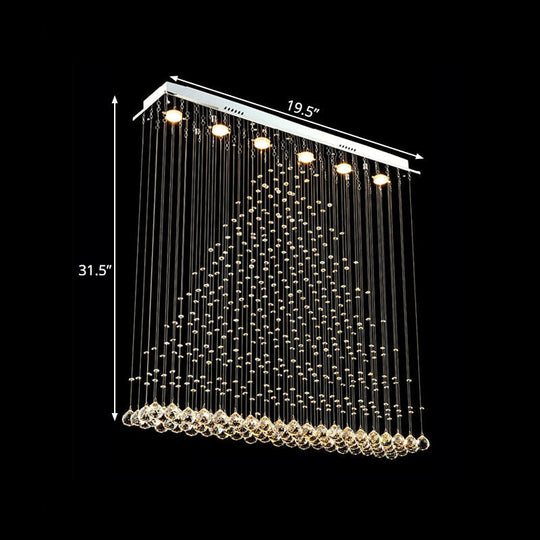 Modern Chrome Pyramid Crystal Draping Flushmount Ceiling Flush Light - 6 Bulbs