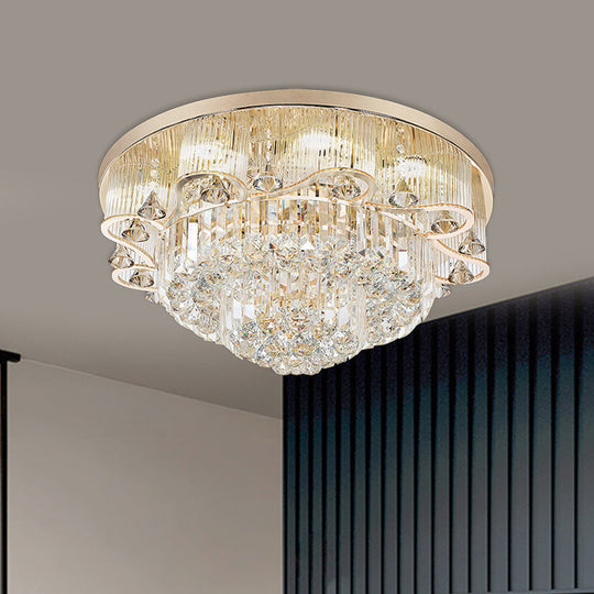 Contemporary Gold LED Flush Mount Ceiling Light with Scalloped Tiers - 4-Light for Dining Hall