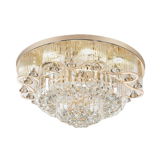 Contemporary Gold LED Flush Mount Ceiling Light with Scalloped Tiers - 4-Light for Dining Hall