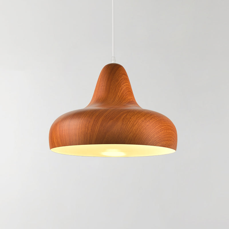 1-Light Warehouse Onion Aluminum Pendant - White/Coffee/Wood Ideal For Dining Room