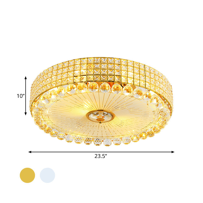 Crystal Beveled Flush Mount LED Ceiling Light in Silver/Gold, 16/23.5 Inch Dia