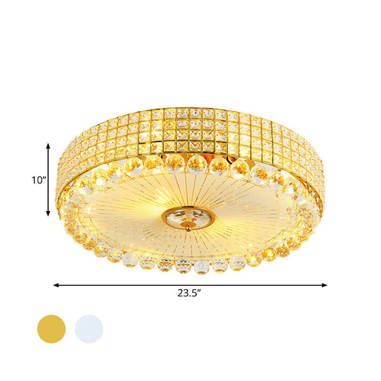 Crystal Beveled Flush Mount LED Ceiling Light in Silver/Gold, 16/23.5 Inch Dia