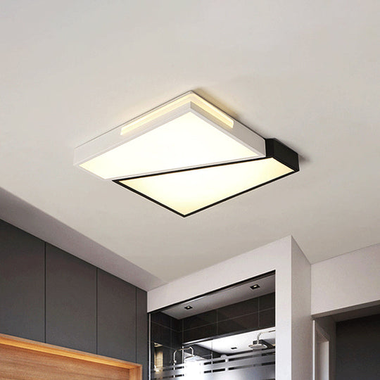 Modern LED Metal Ceiling Light for Bedroom - Warm/White, Rectangular/Square Flush Mount, 21.5"/37.5"/45" Wide
