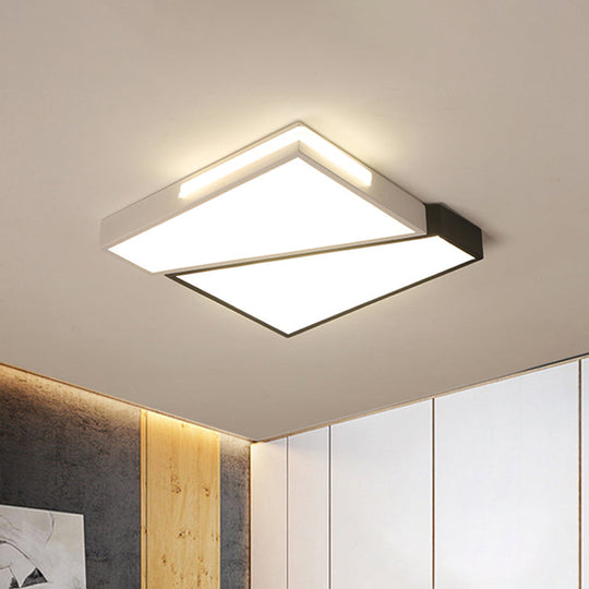 Modern LED Metal Ceiling Light for Bedroom - Warm/White, Rectangular/Square Flush Mount, 21.5"/37.5"/45" Wide