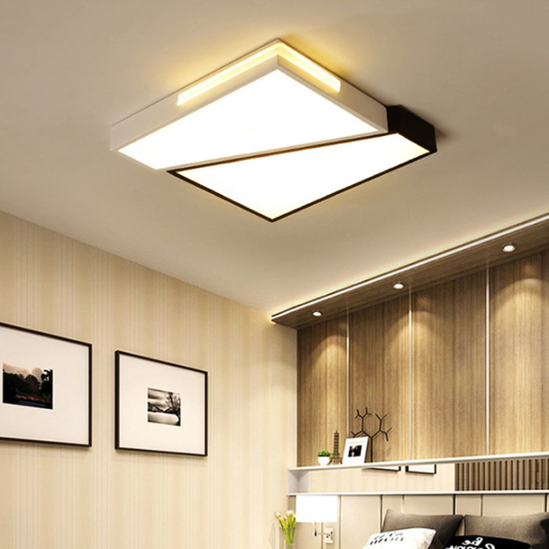 Modern LED Metal Ceiling Light for Bedroom - Warm/White, Rectangular/Square Flush Mount, 21.5"/37.5"/45" Wide