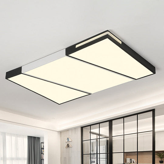 Modern LED Metal Ceiling Light for Bedroom - Warm/White, Rectangular/Square Flush Mount, 21.5"/37.5"/45" Wide