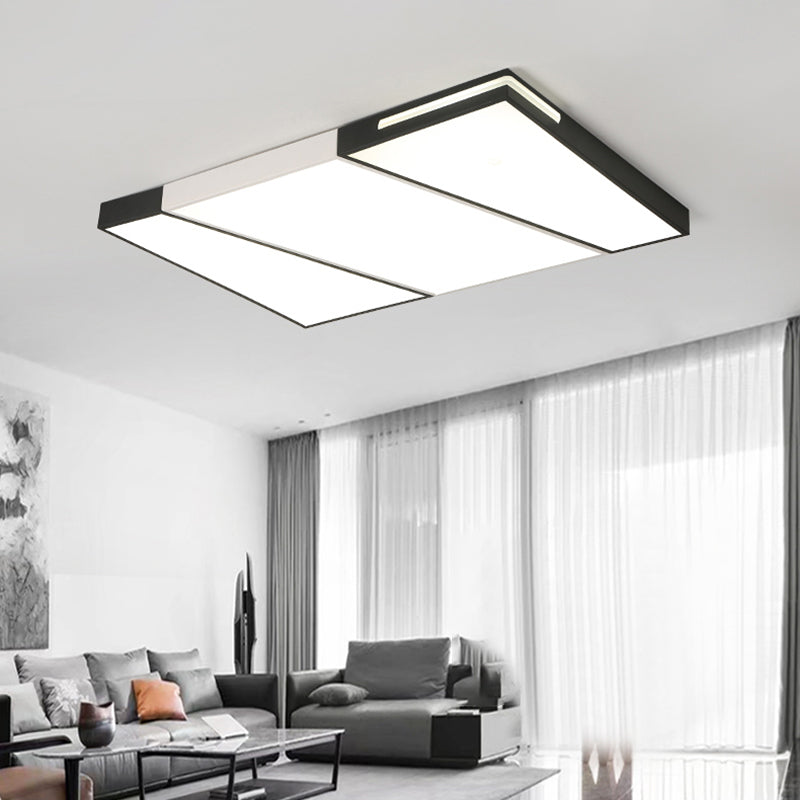 Modern LED Metal Ceiling Light for Bedroom - Warm/White, Rectangular/Square Flush Mount, 21.5"/37.5"/45" Wide