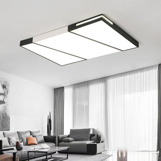 Modern LED Metal Ceiling Light for Bedroom - Warm/White, Rectangular/Square Flush Mount, 21.5"/37.5"/45" Wide