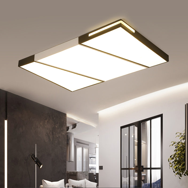 Modern LED Metal Ceiling Light for Bedroom - Warm/White, Rectangular/Square Flush Mount, 21.5"/37.5"/45" Wide