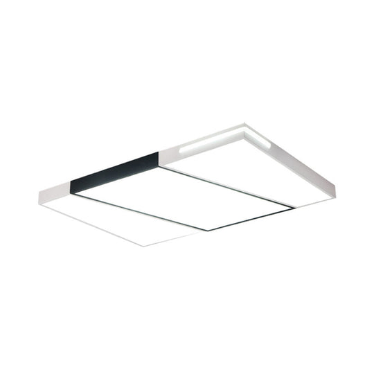 Modern LED Metal Ceiling Light for Bedroom - Warm/White, Rectangular/Square Flush Mount, 21.5"/37.5"/45" Wide