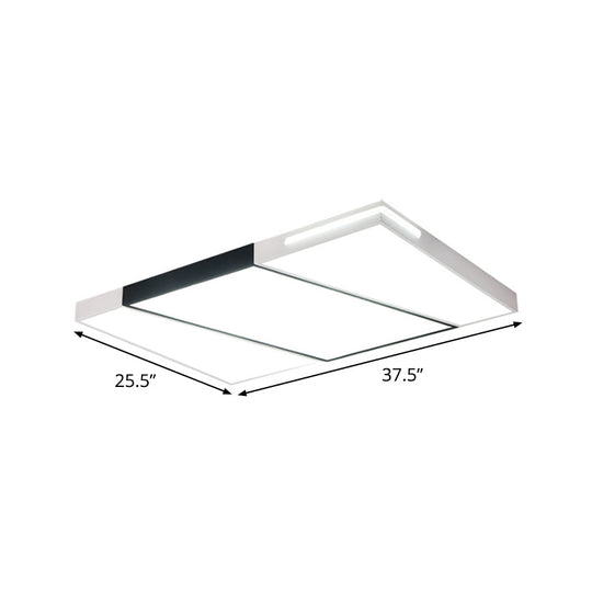 Modern LED Metal Ceiling Light for Bedroom - Warm/White, Rectangular/Square Flush Mount, 21.5"/37.5"/45" Wide