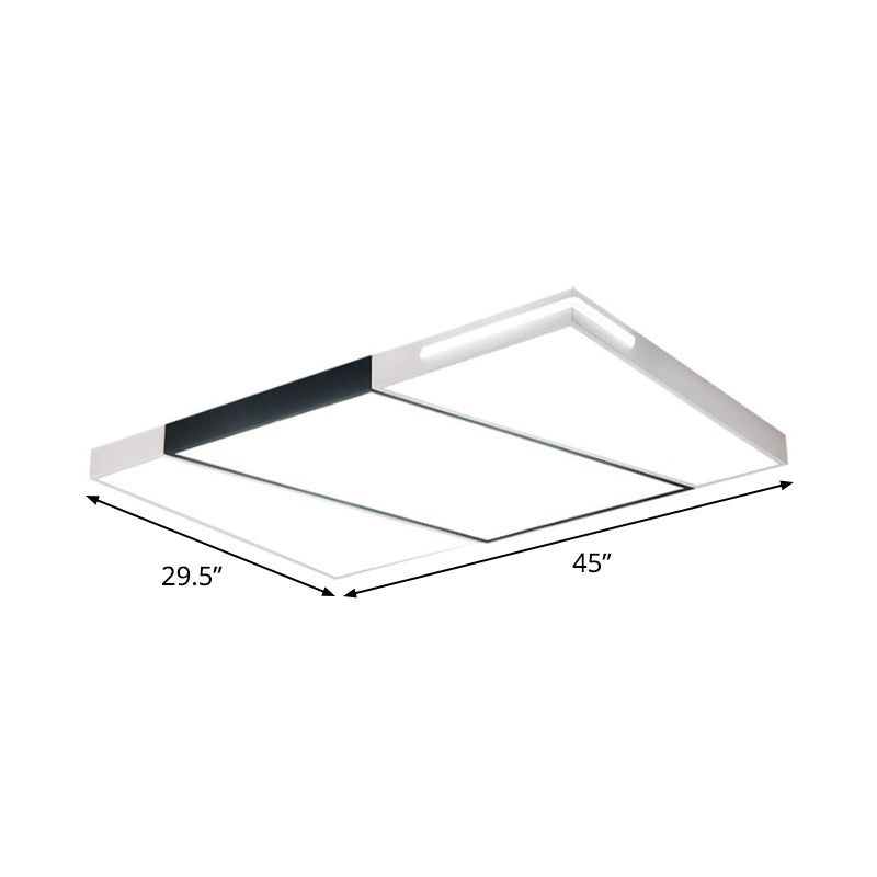 Modern LED Metal Ceiling Light for Bedroom - Warm/White, Rectangular/Square Flush Mount, 21.5"/37.5"/45" Wide