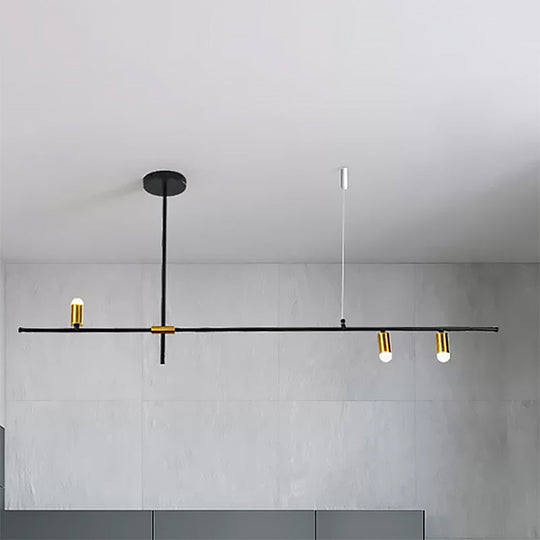 Modern Metal Rectilinear Chandelier Light: Black Ceiling Fixture (3/4/9 Lights)
