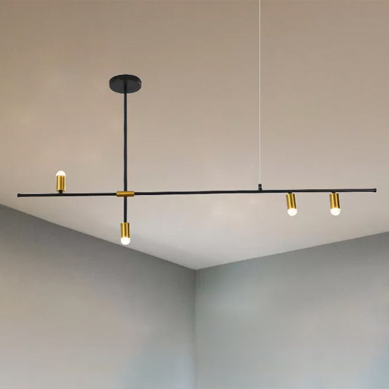 Modern Metal Rectilinear Chandelier - 3/4/9 Light Black Ceiling Fixture