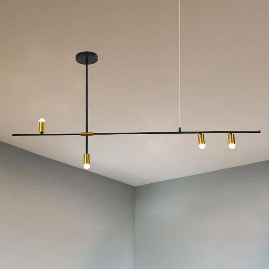 Modern Metal Rectilinear Chandelier - 3/4/9 Light Black Ceiling Fixture