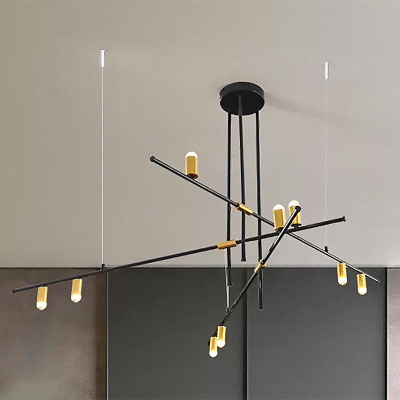 Modern Metal Rectilinear Chandelier - 3/4/9 Light Black Ceiling Fixture