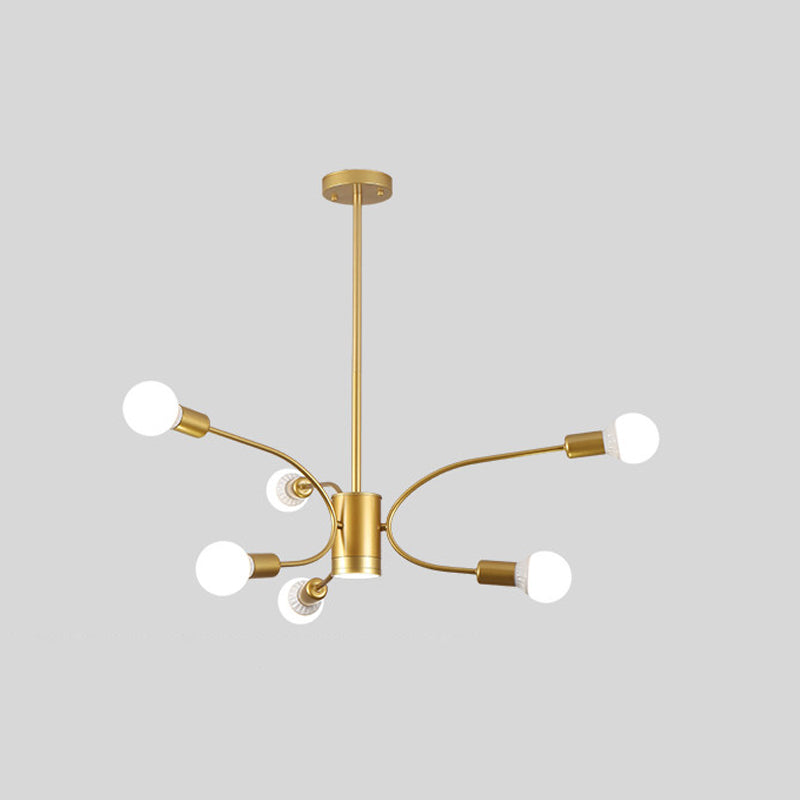 Modern Gold Sputnik Chandelier: Metallic Ceiling Pendant Light with 6/8/12 Lights for Living Room
