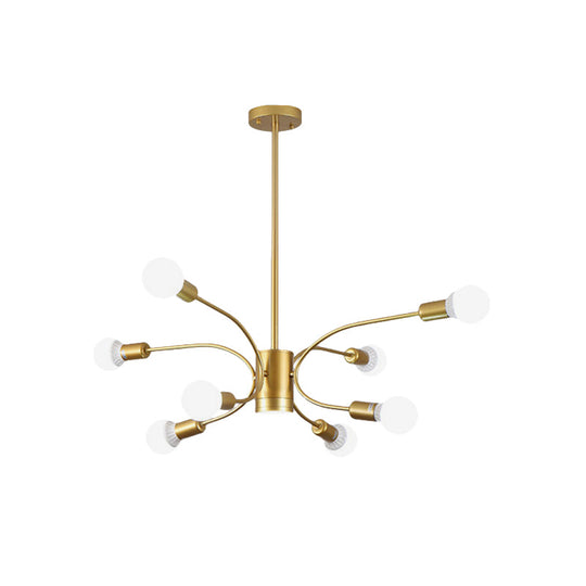 Modern Sputnik Chandelier Lamp - Metallic Ceiling Pendant Light In Gold With 6/8/12 Lights