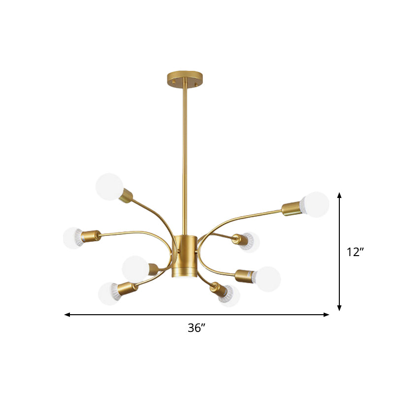 Modern Gold Sputnik Chandelier: Metallic Ceiling Pendant Light with 6/8/12 Lights for Living Room