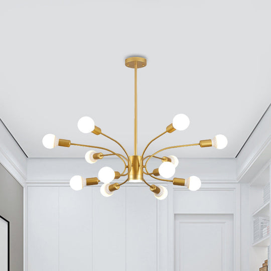Modern Gold Sputnik Chandelier: Metallic Ceiling Pendant Light with 6/8/12 Lights for Living Room
