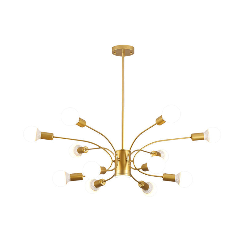 Modern Sputnik Chandelier Lamp - Metallic Ceiling Pendant Light In Gold With 6/8/12 Lights