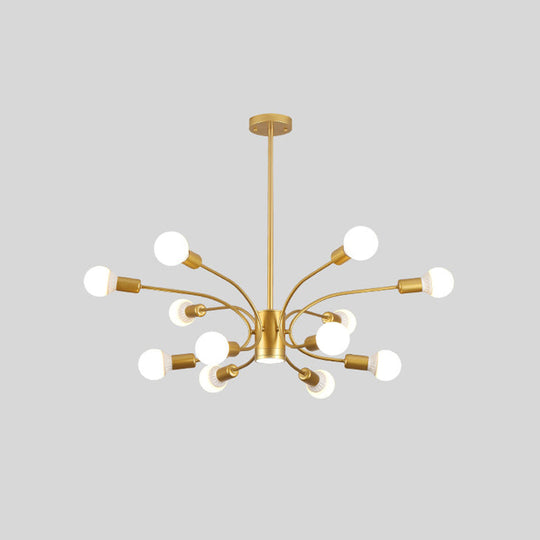 Modern Gold Sputnik Chandelier: Metallic Ceiling Pendant Light with 6/8/12 Lights for Living Room