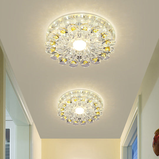 Plafonnier LED encastré en cristal Yellow Blossom - Design moderniste pour les couloirs