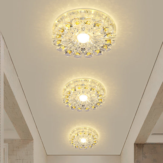 Plafonnier LED encastré en cristal Yellow Blossom - Design moderniste pour les couloirs