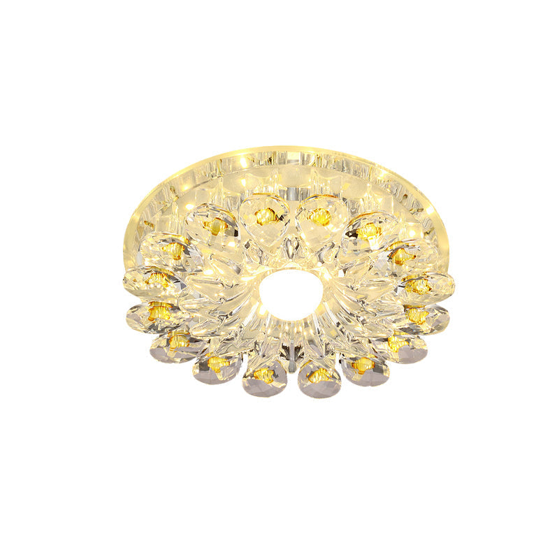 Plafonnier LED encastré en cristal Yellow Blossom - Design moderniste pour les couloirs
