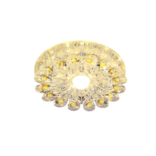 Plafonnier LED encastré en cristal Yellow Blossom - Design moderniste pour les couloirs